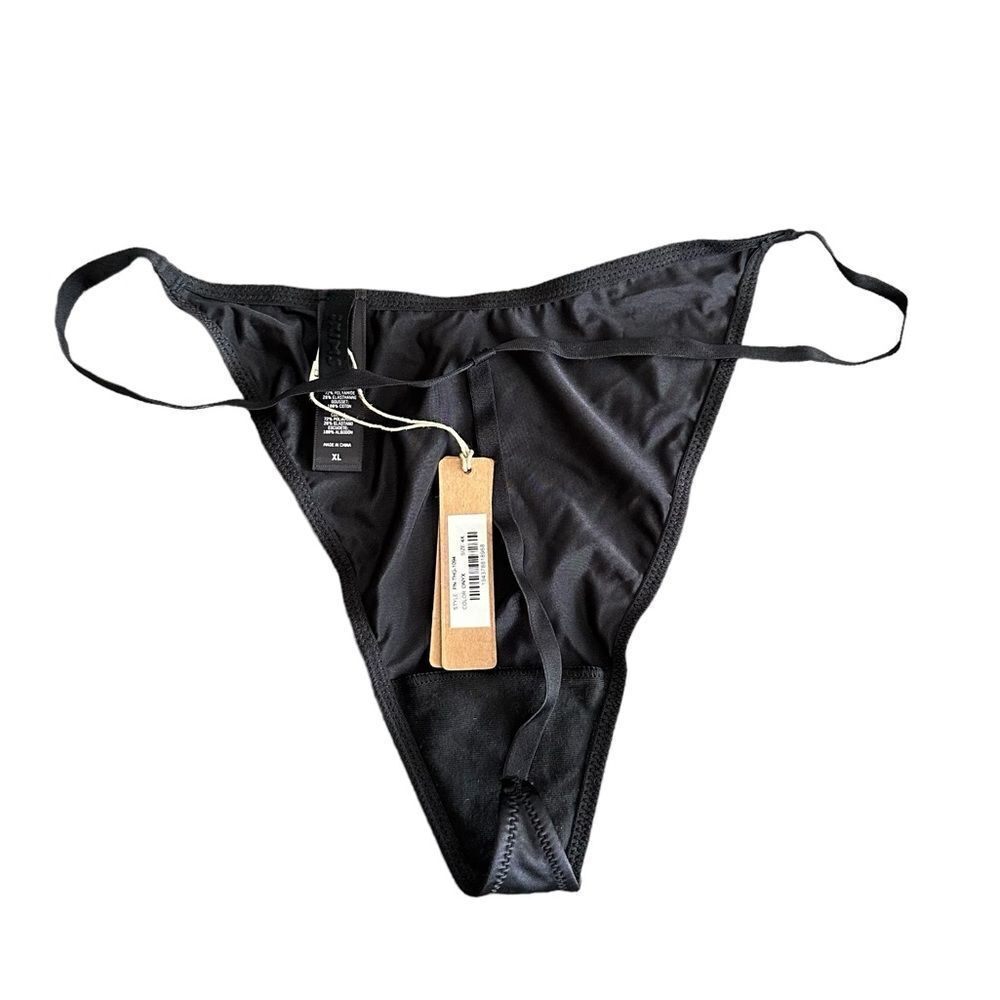 NWT SKIMS G-String Black Sexy Lingerie Satiny Thong Panty - Picture 2 of 3